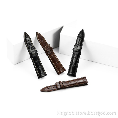 18 to 22mm Stainless Steel Calf Leather Watch Band Strap
